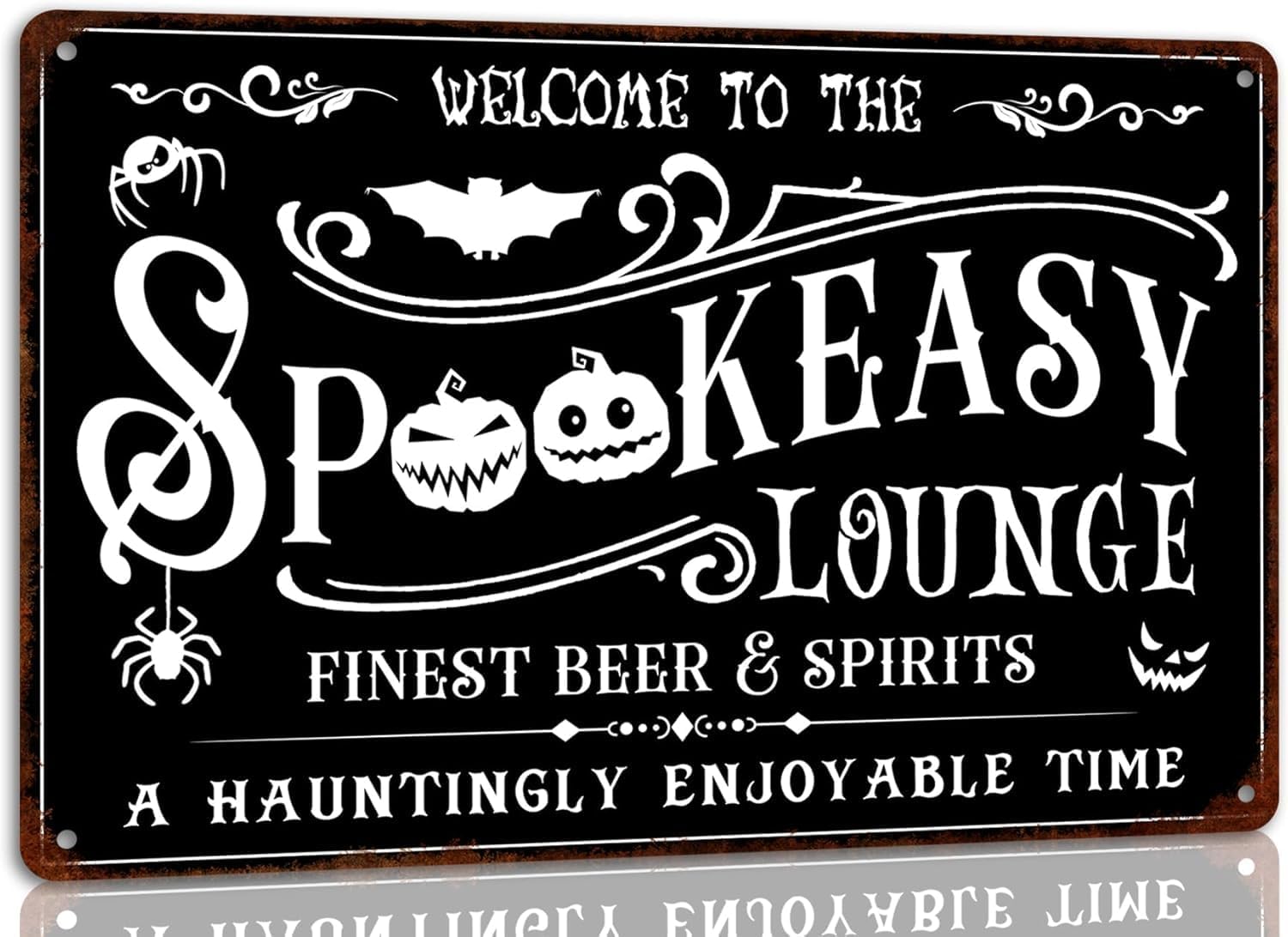 Home Bar Lounge - Металлическая алюминиевая табличка Spookeasy Horror Lounge